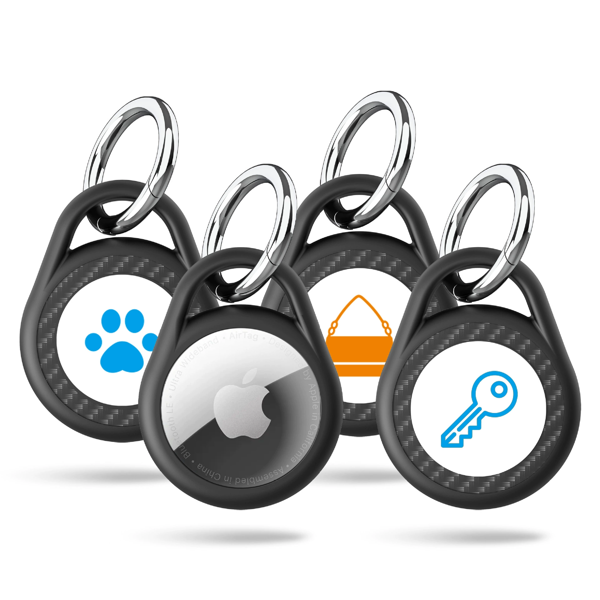 Подходит для Apple Airtag, защитный чехол для устройства с защитой от потери, защитный чехол для брелока с текстурой углеродного волокна из ТПУ