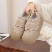 魔术贴厚底面包鞋2025秋季新款百搭休闲鞋超火爆款大头学生板鞋潮