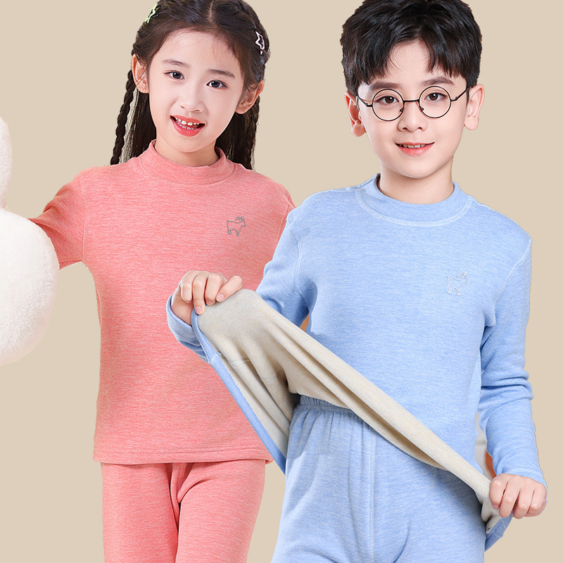 Children's Silk Thermal Underwear for Autumn and Winter suit Youth Cashmere Autumn Clothes and Pants Base Home Pajamas Children's Silk Thermal Underwear for Autumn and Winter suit Youth Cashmere Autumn Clothes and Pants Base Home Pajamas