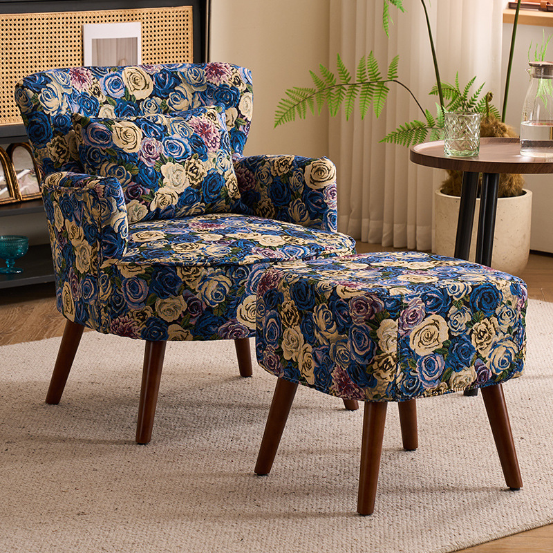 Balcón sala de estar sofá de tela estilo chino estilo americano sofá casual silla de cabecera retró casual silla de sofá