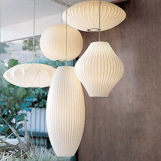 Minimalist Japanese Wabi-Sabi Style Living Room Dining Room Silk Fabric Lantern Chandelier Dining Room B&B Tea Bar Round Lamps