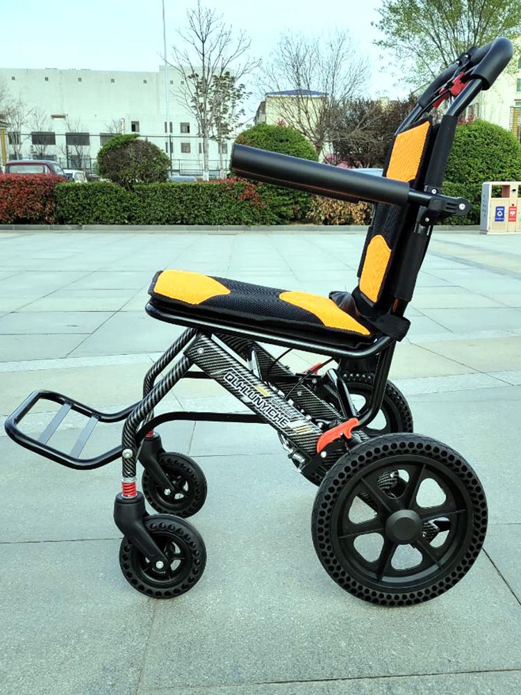 A5L Ultra-Light Comfortable Wheelchair for Elderly and Children, Travel-Friendly Folding Trip Lightweight, Senior Portable Aluminum Alloy Airplane