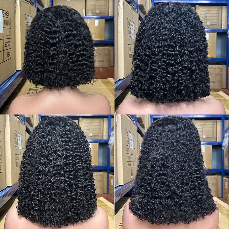 Real Human Hair Wig Bob Curly 13*4 Front Lace Wig Human Hair Wig Bob Curly