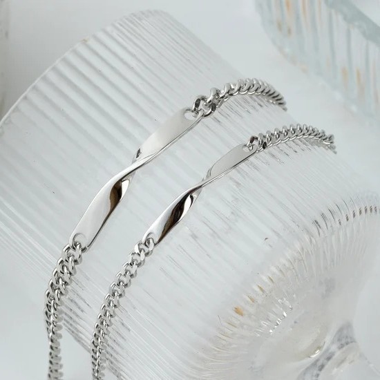 Cross-Border Jewelry Mobius Couple Bracelet DIY Engraved Stainless Steel Bracelet Infinite Symbol Valentine's Day Gift