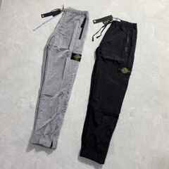 跨境石头 经典刺绣徽章 机能半拉链金属尼龙高街休闲长裤