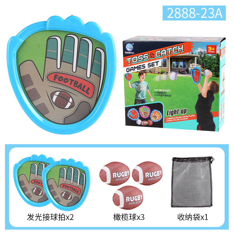 2888 - 23A / 2 blanco de mano azul de luz (3 pelotas de rugby) 458G