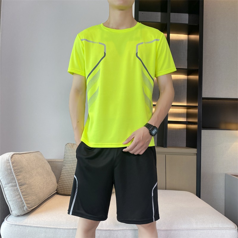Largo traje de verano para hombres correr camiseta de hielo rápido seco ropa de mangas cortas pantalones cortos entrenamiento de baloncesto