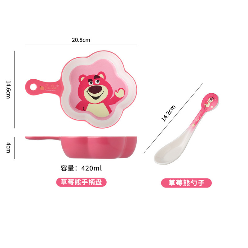 Disney Children's Tableware Cute Cartoon Rice Bowl Household Divided Plate Food-Grade Melamine Tableware Bowl Spoon Wholesale