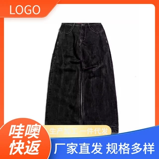 哇噢快返JNCO牛仔裤新复古骷髅图案宽松牛仔裤男女牛仔裤