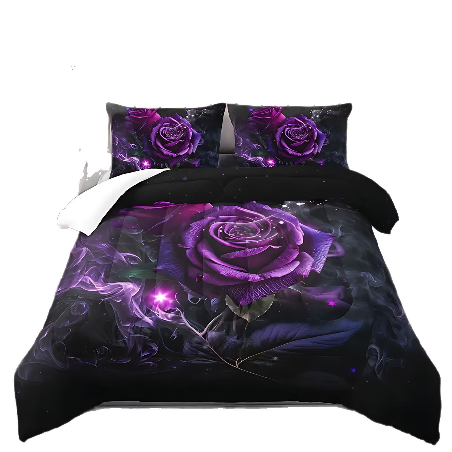 TEMU / JIT transfronterizo textil casero multicolor rosa impresión digital 3D 180gms edredón almohada conjunto de ropa de cama