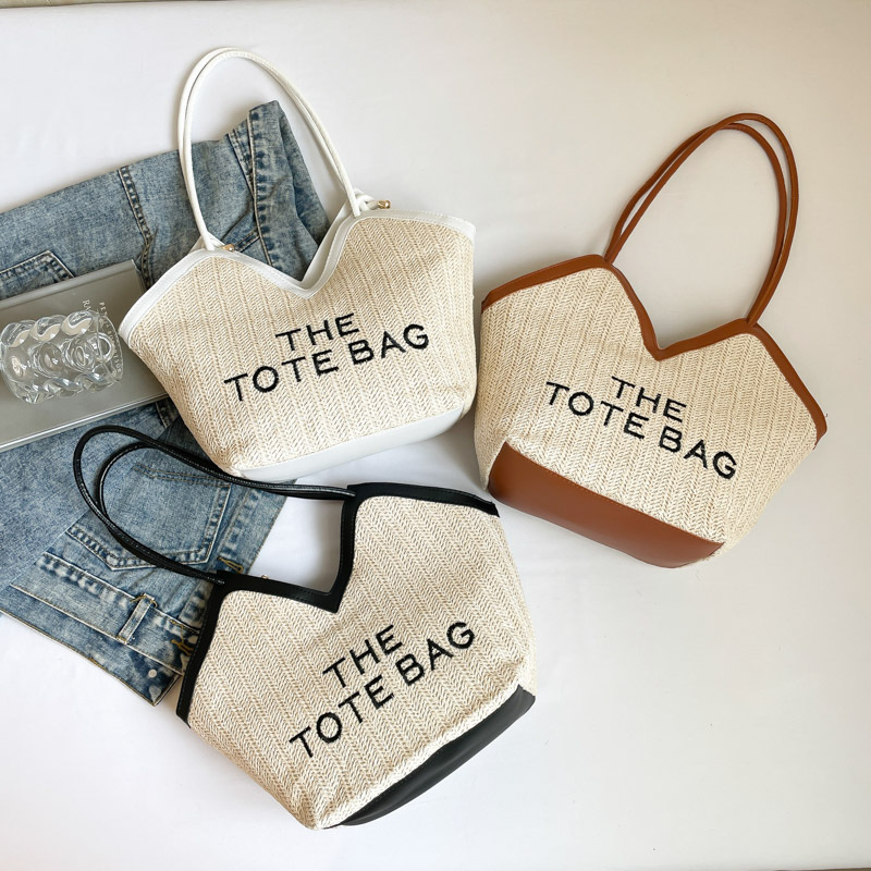 Bolso de gran capacidad 2025, nuevo bolso de paja, bolso de mano, bolso de nicho, bolso de hombro, bolso de brazo tejido, bolso de brazo