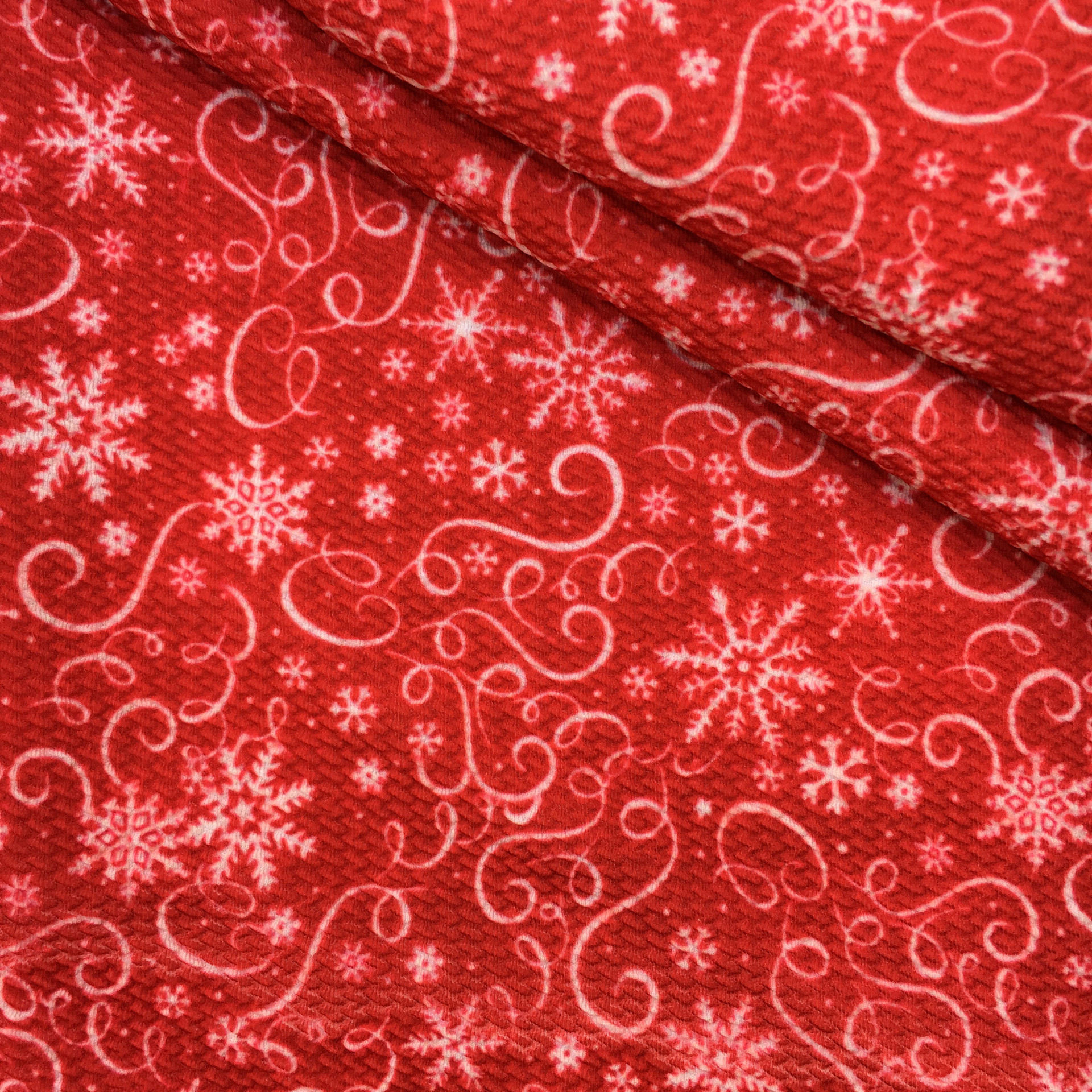 クリスマス雪花模様の薄いポリエステル綿や四面弾ニット生地のプリント生地手作りdiyシャツスカート服装生地