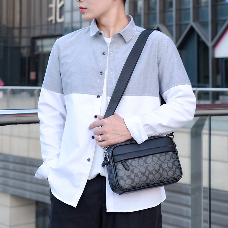 Bolso bandolera para hombre 2025 nuevo bolso versátil de moda bolso de viaje a cuadros bolso de hombro casual de moda para hombre venta al por mayor transfronteriza.