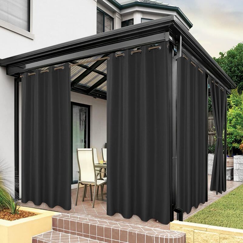 In-Stock Outdoor Waterproof Curtains for Patio, Porch, Gazebo, Light-Filtering Privacy Curtains with Eyelets for Terrace and Indoor Use, Amazon