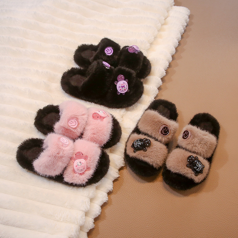 Girls Cartoon Little Turtle Mao Mao Slippers Spring and Autumn 2024 New Children's Home Non-slip Princess Shoes for Large Children