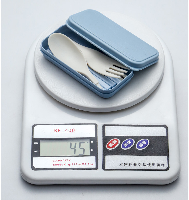 Folding Wheat Straw Tableware Set of Three (Spoon, Fork, Chopsticks) Portable Tableware Set with LOGO Printing Available