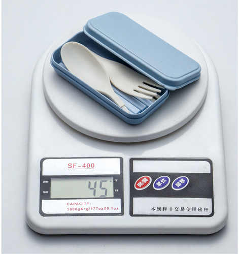 Folding Wheat Straw Tableware Set of Three (Spoon, Fork, Chopsticks) Portable Tableware Set with LOGO Printing Available