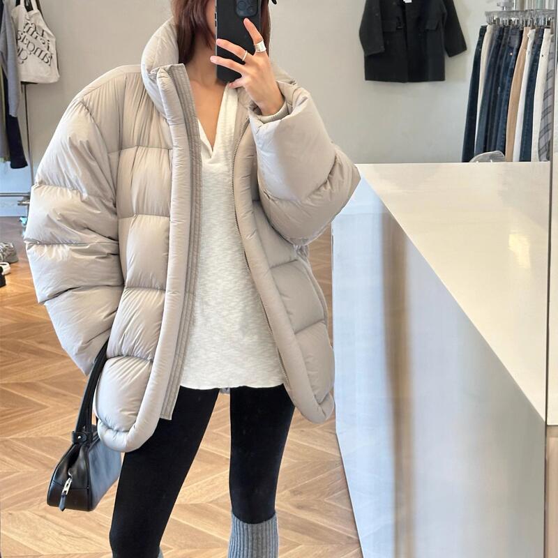 High-End and Super Good-Looking Cotton Outwear for Women in Autumn and Winter, Fashionable and Versatile, Ultra-Light and Warm, Stand-Up Collar Bread Outwear, Thickeneded Outwear