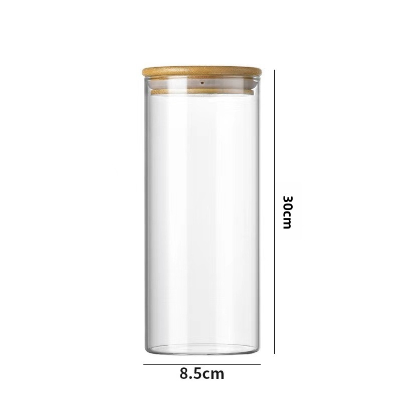 Tanque de almacenamiento de vidrio, tanque sellado recto, tanque de almacenamiento de borosilicato de grado alimenticio transparente, tanque de té de granos de cocina al por mayor