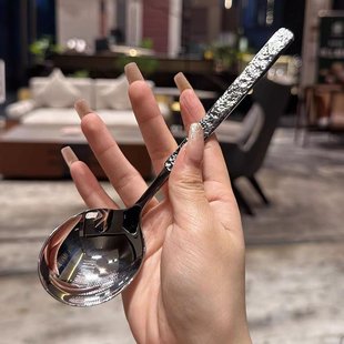 Stainless Steel Soup Spoon Korean Long Handle Ice Crack Spoon Western Restaurant Dining Spoon Household Spoon Soup Spoon Dessert Spoon