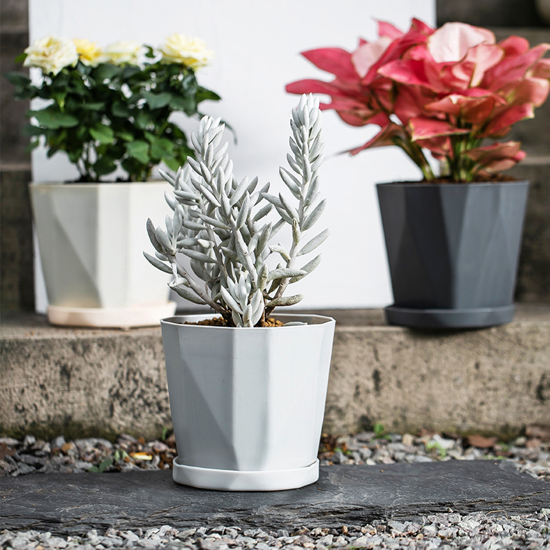 Woodli Pot Nongfu Creative Resin Succulent Plastic Planter Thick Nordic Minimalist Large Mouth Big Modelled for Export