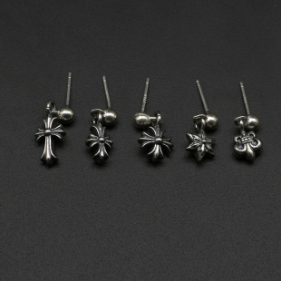 Hip-hop handsome Thai silver personalized earrings single earrings for men and women s925 sterling silver earrings trendy jewelry