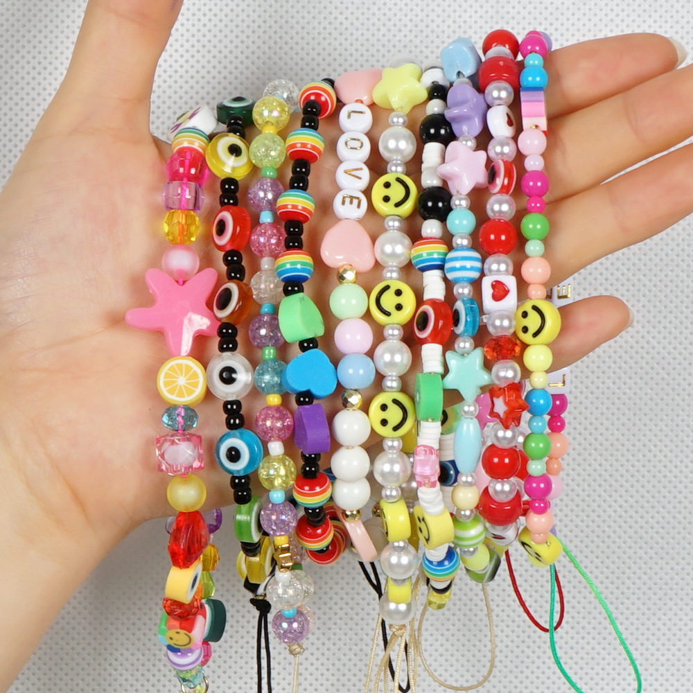 Korean Fashion Pearl Pendant Acrylic Smiley Mobile Phone Chain display picture 2