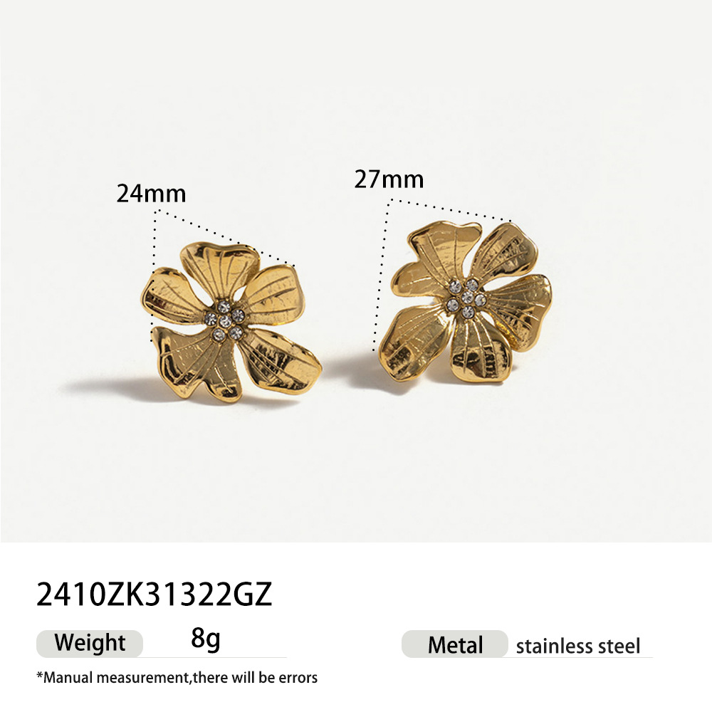 Casual, Daily Occasion 304 Stainless Steel Material PVD Coated 18K Gold Real Gold Plated Starfish Conch Bow Knot 304 Stainless Steel Retro Classic Style Waterproof Non Tarnish Ear Studs