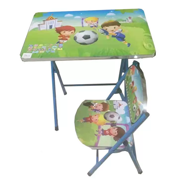 儿童折叠桌椅套装卡通画多种颜色可定制家用学习桌写字简约风设计