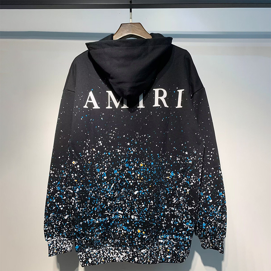 AMIRI suéter colección de letras de impresión transfronterizas 360 gramos de anillo masculino suelto casual sudadera encapuchada