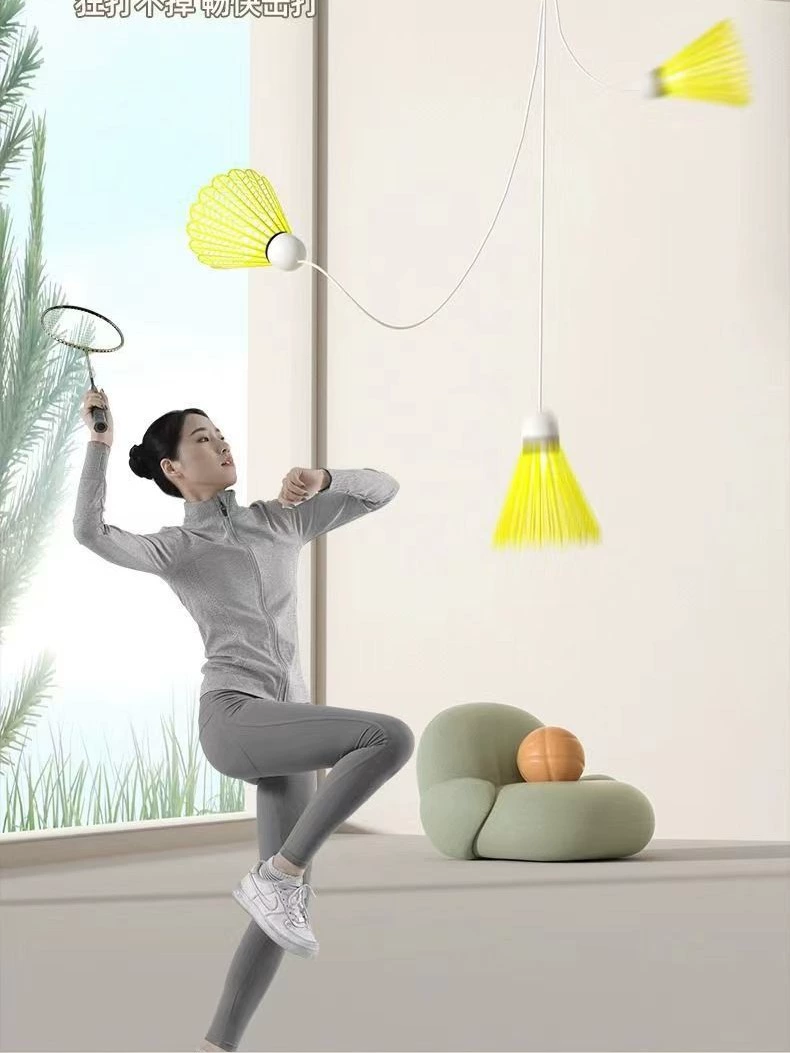 Badminton single trainer automatic rebound line One person self-kill indoor children practice suction cup spiral glow