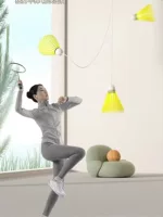Badminton single trainer automatic rebound line One person self-kill indoor children practice suction cup spiral glow