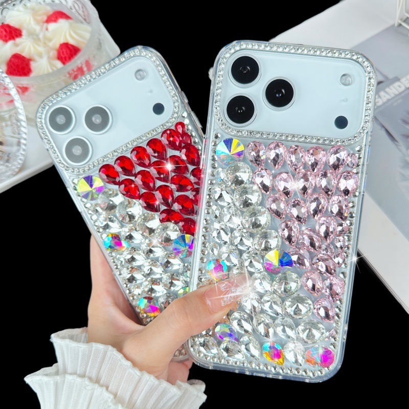 适用iphone17ProMax苹果手机保护套满钻拼色iphone17Pro手机轻奢|undefined