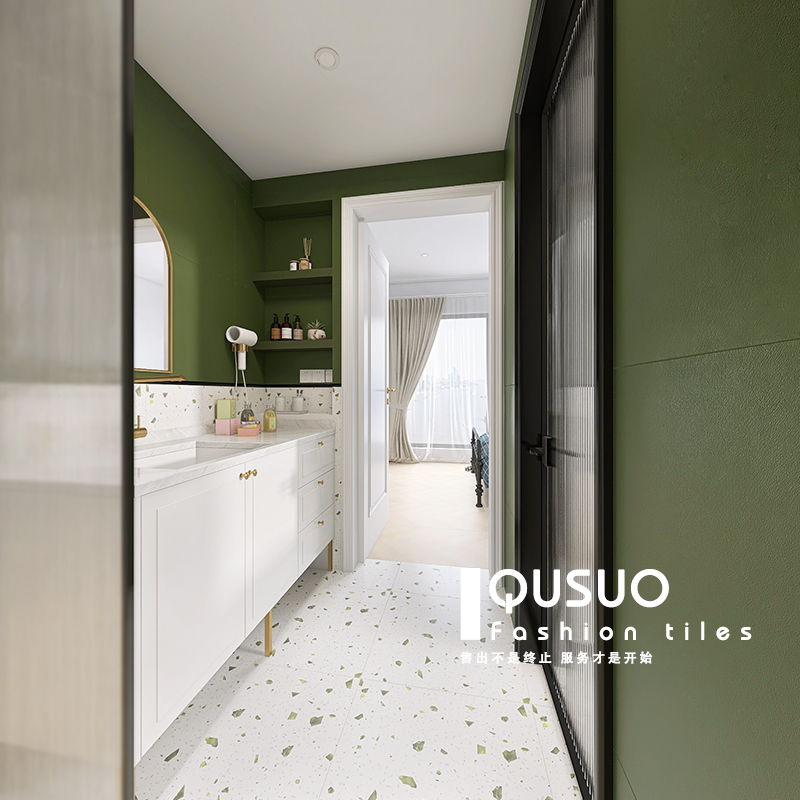 趣所 复古厨房卫生间瓷砖300x600 柔光浴室墙砖水磨石地板砖600