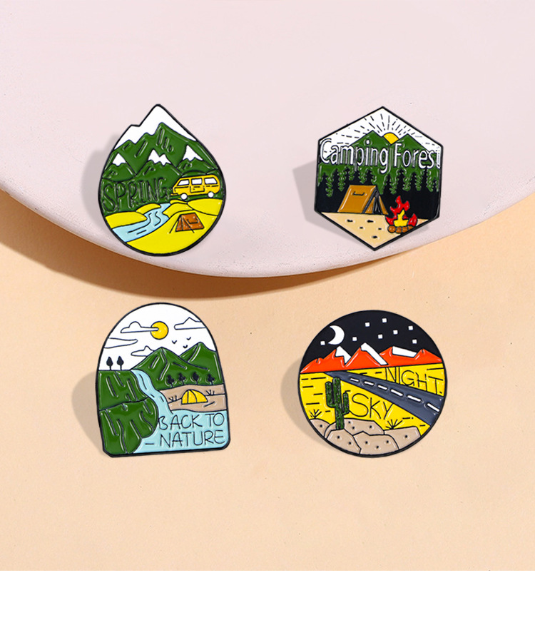 8g Weight Brooches Classification Cartoon Style Cute Pin Letter Landscape Alloy Enamel Unisex Brooches