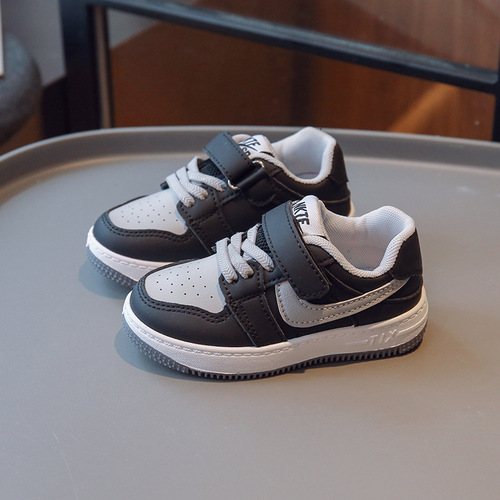 Dunk Black and White Panda Kids' Spring and Autumn Real Insole Sports Sneakers Platform Shoes for Boys and Girls Casual Shoes Shadow Gray