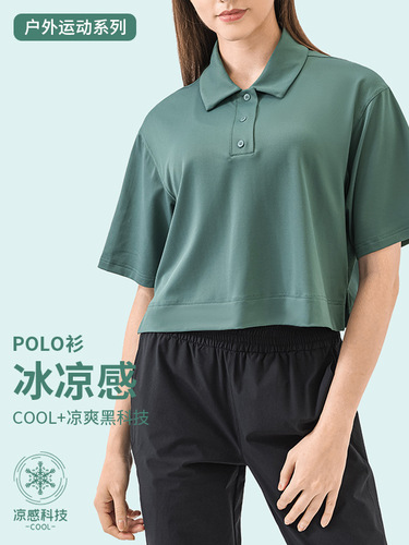 Summer New Casual Loose Collar Polo Shirt Women Fashion Versatile Yoga Fitness Short Sleeve DSS066