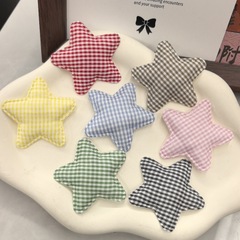 格子五角星格纹布艺星星饰品配件diy发夹发饰辅料服装辅料批发