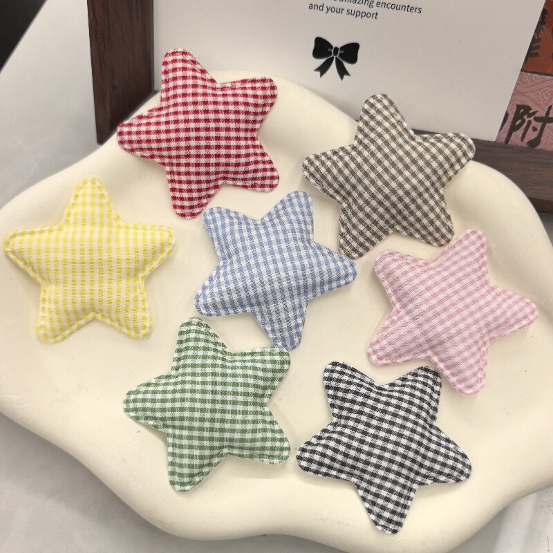 Plaid Five-Pointed Star Plaid Fabric Star Jewelry Accessories DIY Hairpin Hair Accessories Accessories Clothing Accessories Wholesale