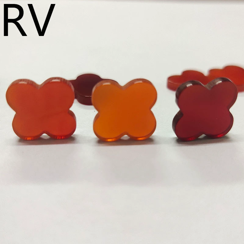 Натуральный четырехлистный клевер, лепестки красного агата Красный халцедон, красный драгоценный камень, двухсторонние плоские камни, ювелирные аксессуары, прямые продажи