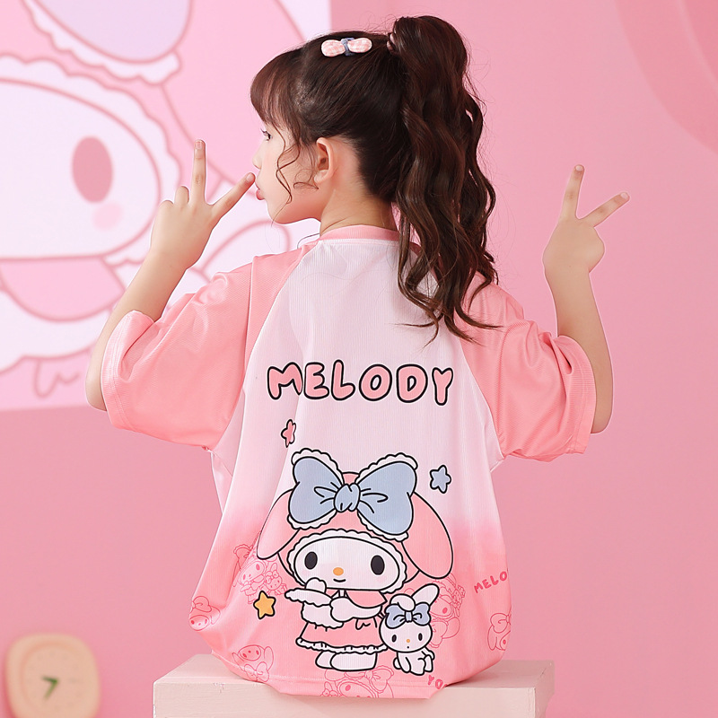 Pijama de niñas hielo de verano delgado mangas cortas niños dibujos animados niños grandes niñas aire acondicionado ropa para padres e hijos