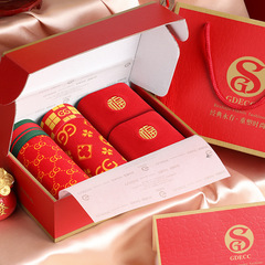 Men's Underwear for the Year of the Dragon, Red and White Pure Cotton Breathable and Antiseptic Underwear for Men's Special Occasions