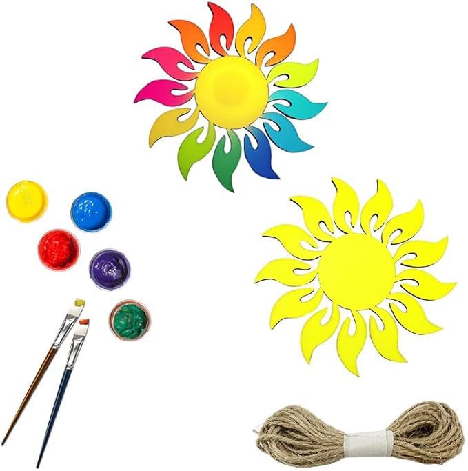 Wooden Sun Craft Blank Wooden Pieces Summer Crafts for DIY Projects, Painting, and Sketching