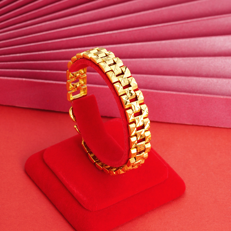 Vietnam arena oro pulsera tanque cadena electrochapado aleación de cobre hombres y mujeres joyería de la mano sala de transmisión en vivo Venta caliente suministro de la fábrica al por mayor