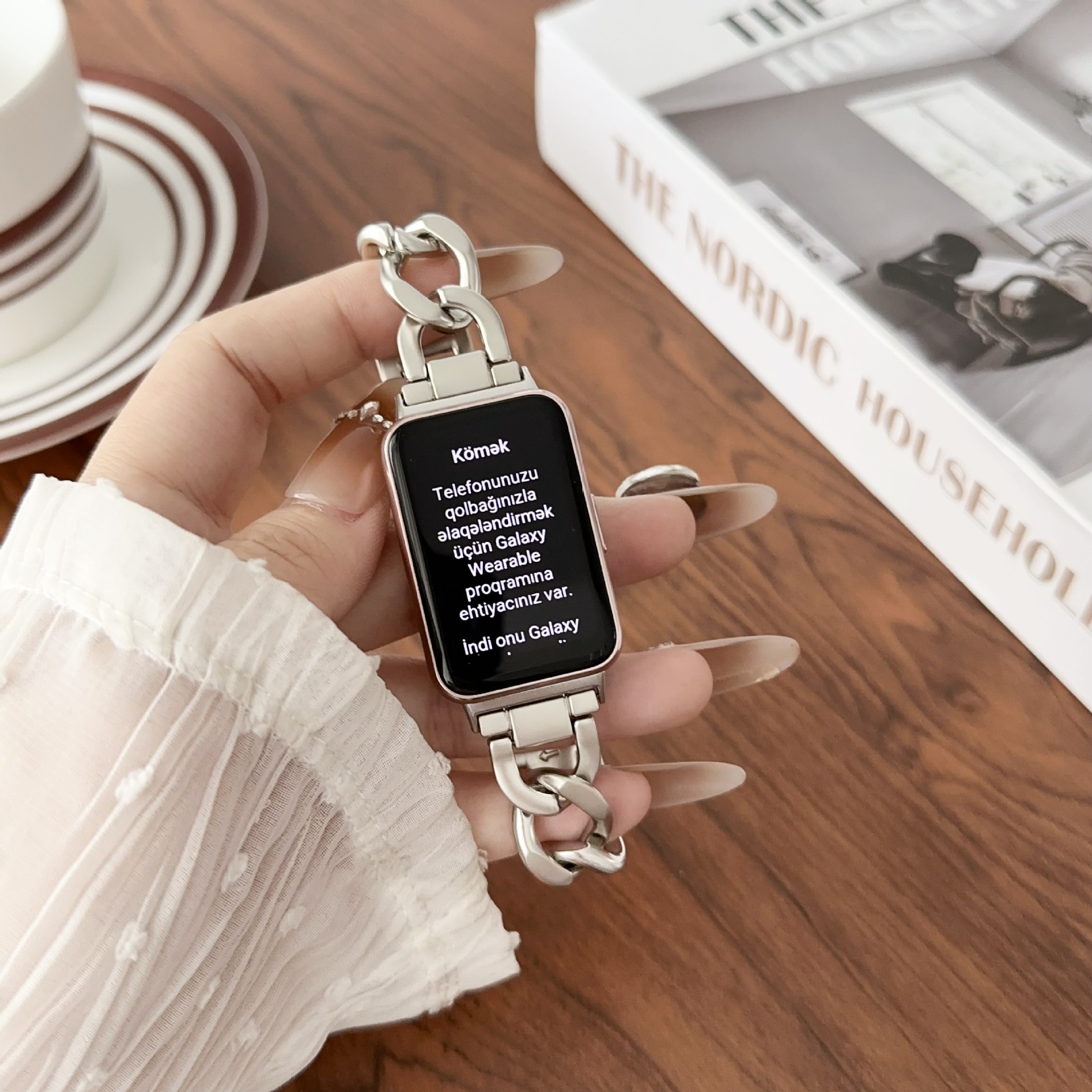 For Samsung Bracelet Galaxy Fit3 Single Row Denim Chain Strap Premium Fit3 Single Row Chain Replacement Wristband