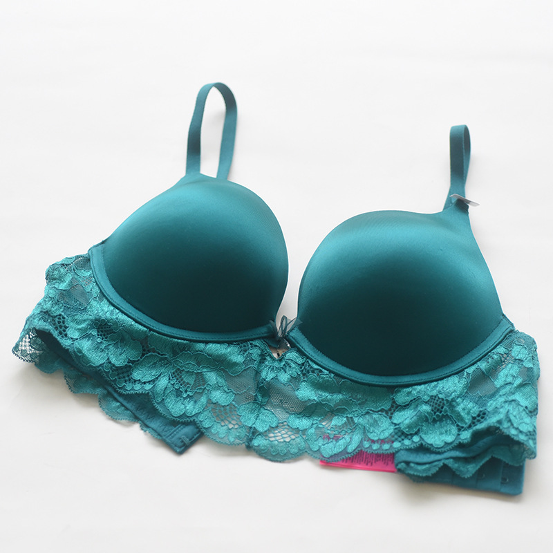 Canadian Original Single Laserenza Push-Up Intimates Deep V Lace Glossy Seamless Sexy Thick Cup Breast-Revealing Large Bra