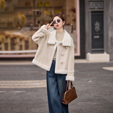 2025新款秋冬季皮毛一体女加绒加厚冬装毛领宽松洋气上衣 WN1058