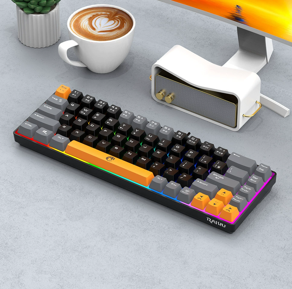 Leikui K68 двухцветная 68-клавишная игровая механическая клавиатура для соревнований и офиса, проводная, для ноутбука и киберспорта