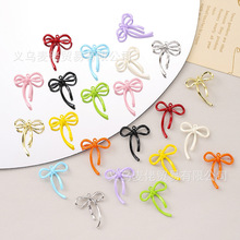 韩版饰品配件简约合金烤漆蝴蝶结小挂件DIY项链手链耳环耳饰材料