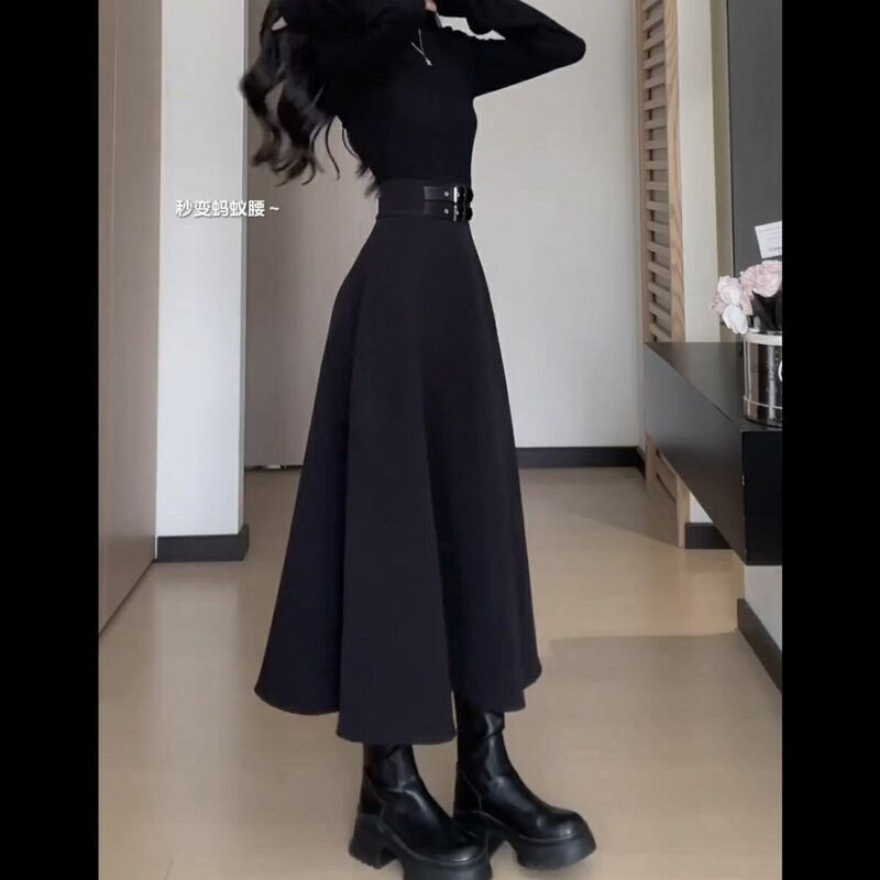法式黑色内搭连衣裙子女秋冬2025年新款小个子掐腰裙约会穿搭礼服|undefined